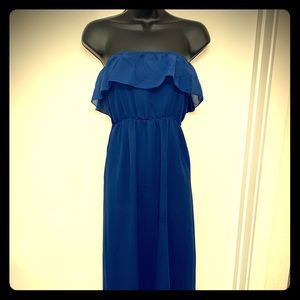 Blue Ruffle Maxi Dress